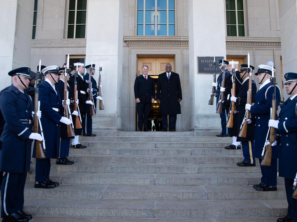 Mr Marles with US Defense Secretary Lloyd Austin. Picture: Supplied