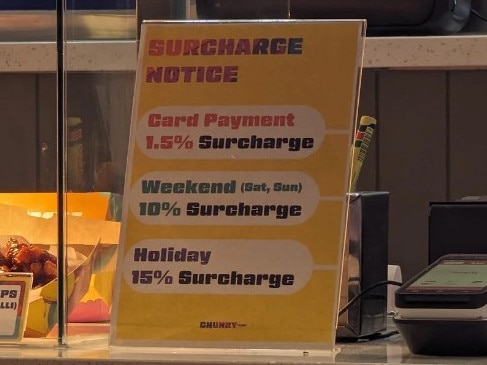 Weekend surcharges at Chunky Town in QV Melbourne. Picture: Reddit