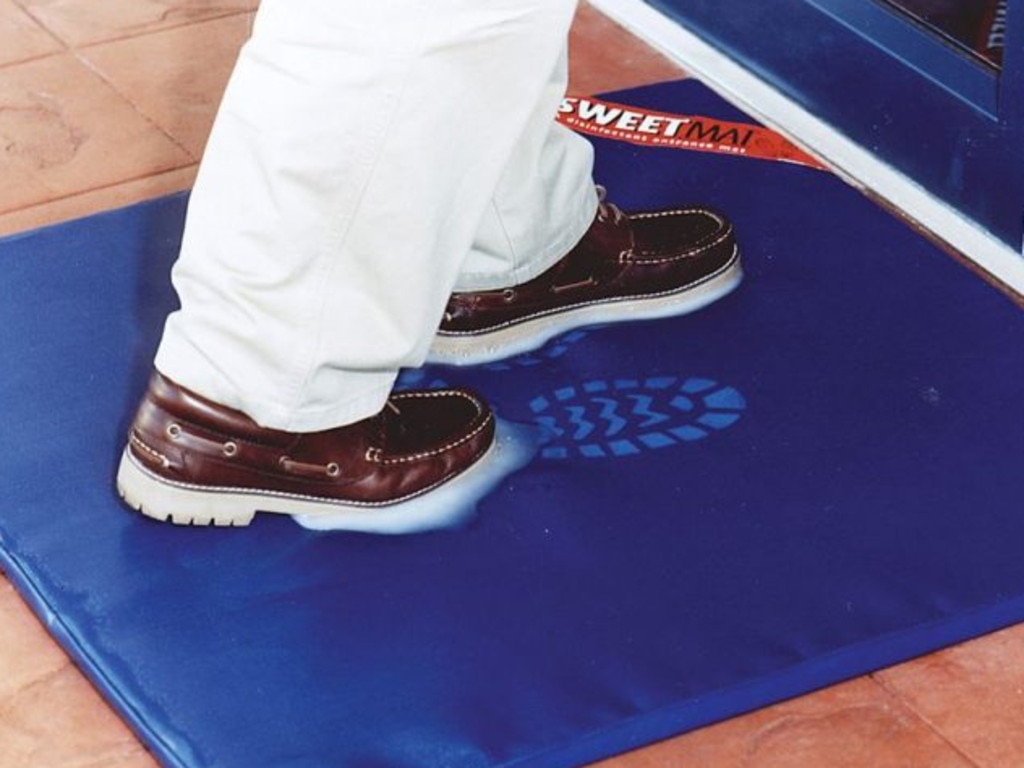 Sanitation mats are starting to appear in Australian airports. Picture: FarmShop Australia