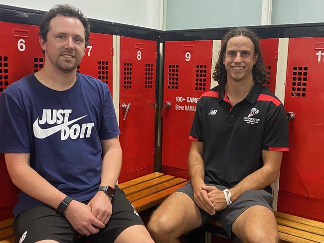 Will Hamill with Frankston coach Jackson Kornberg.