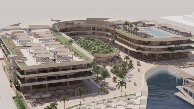 Designs show a planned hotel resort for Mariners Cove at The Spit on the Gold Coast.