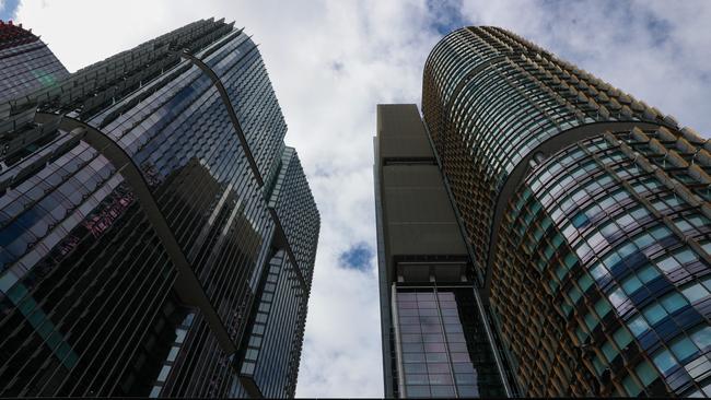 The offices of KPMG, Westpac and HSBC, at International Towers at Barangaroo. Picture: Justin Lloyd