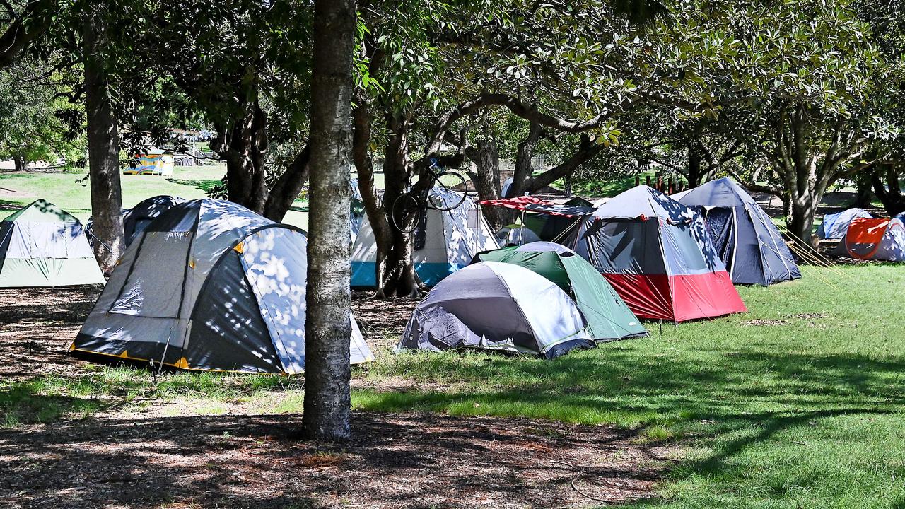 Tents where homeless live in Musgrave Park. Picture: John Gass