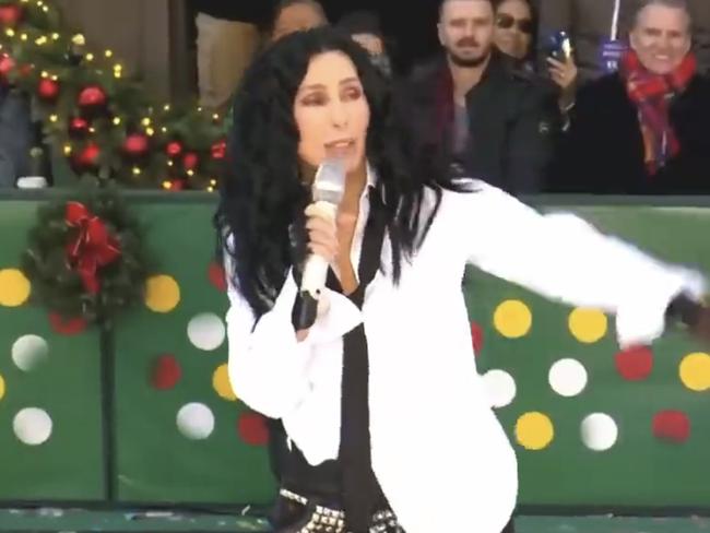 Cher performed at the iconic Macy's Thanksgiving Day Parade, with viewers accusing her of lip synching.