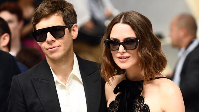 British singer James Righton and a luminous Keira Knightley at Chanel. Picture: AFP