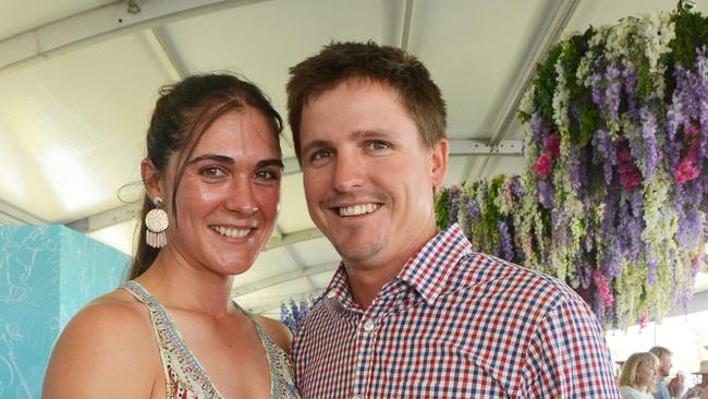 MAGIC MILLIONS 2022: Holly and Lachlan Douglas at Pacific Fair Magic Millions Polo at Main Beach. Picture: Regina King