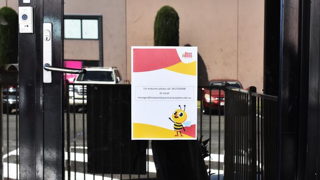 A sign was put on Busy Bees door following its abrupt closure on Thursday, September 14, giving people a number to call for information.