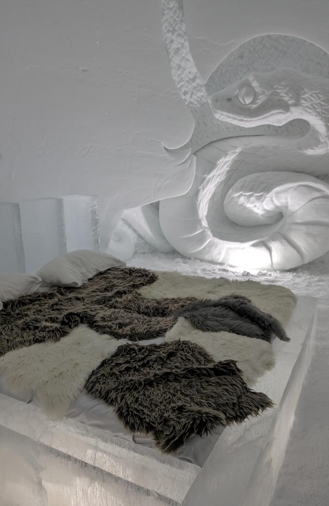 Inside the Ice Hotel where people can stay for the night. I did not. Picture: news.com.au