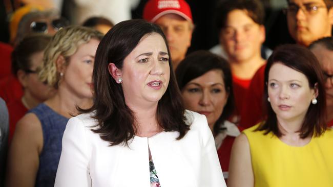 Queensland Premier Annastacia Palaszczuk addressing the media on Sunday. (AAP Image/Josh Woning)