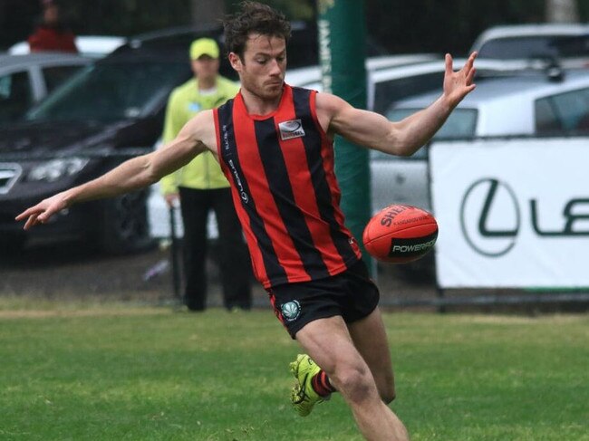 Blackburn midfielder Xavier Murphy gets a kick away in the Eastern Football League (EFL). Picture: Davis Harrigan