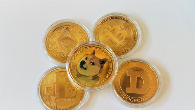 Bitcoin, Dogecoin, Ethereum and Litecoin. Picture: iStock.