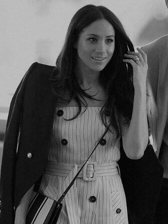 Meghan Markle sports a blazer designed by Camilla and Marc.