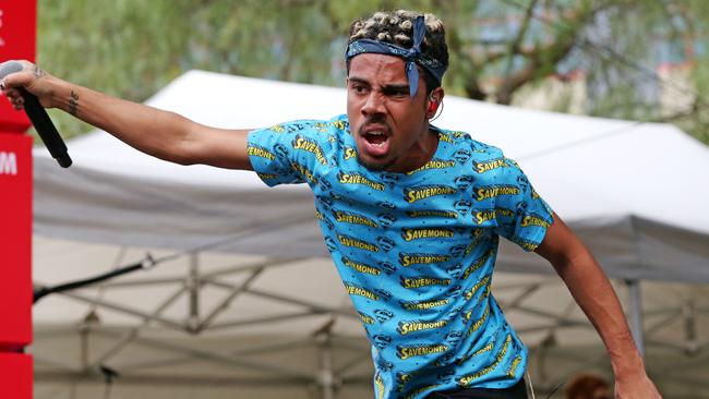 Vic Mensa working blue at 2015 St Jerome's Laneway Festival - Melbourne. Vic Mensa. Picture: Mark Stewart