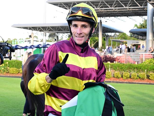 Numerian races clear to win the Hollindale Stakes for jockey Jamie Mott and trainer Annabel Neasham at the Sunshine Coast. Picture: Grant Peters - Trackside Photography