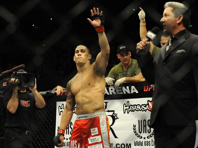 UFC - Ultimate Fighting Championships held at Acer Arena.. James Te Huna (red shorts), Igor Pokrajac (white Shorts)