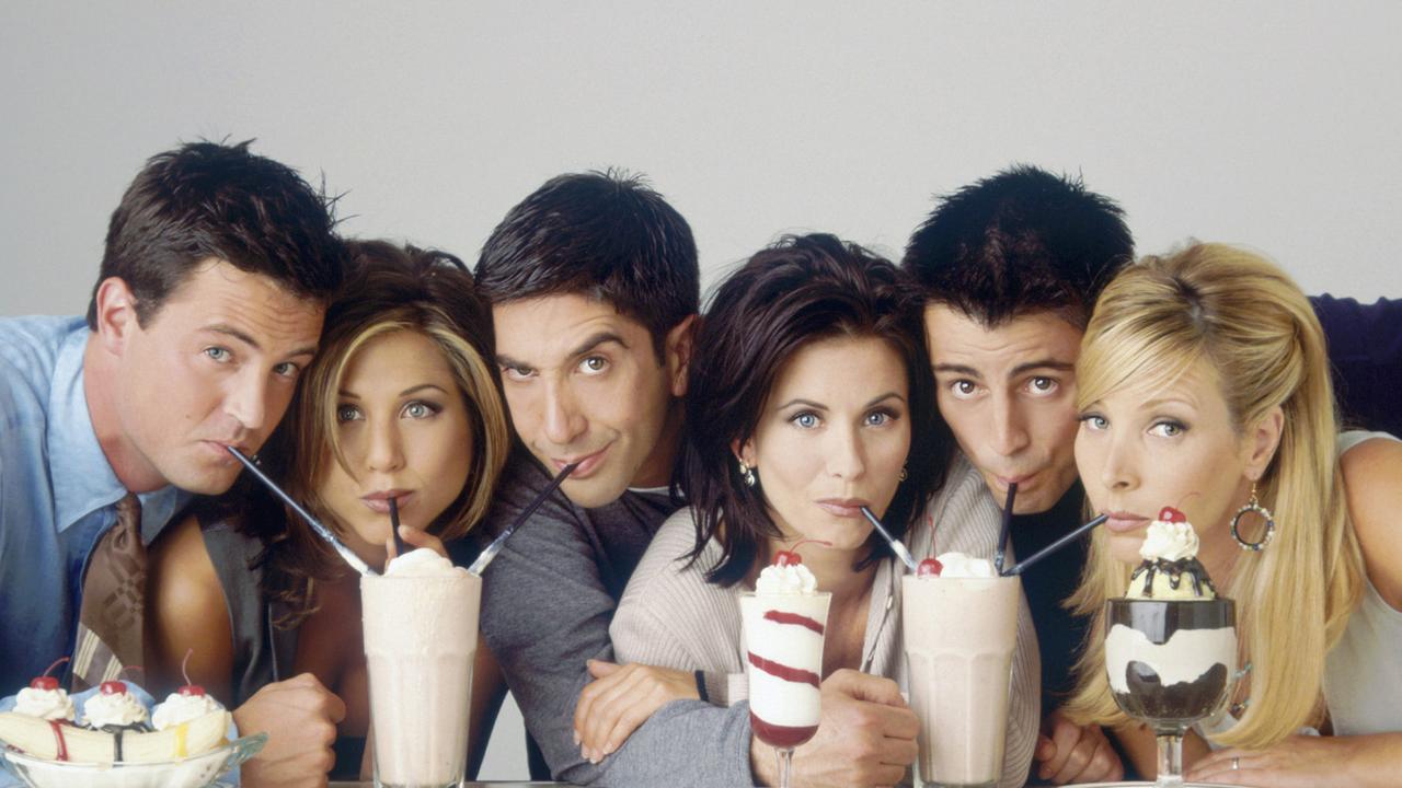 FRIENDS -- Season 2 -- Pictured: (l-r) Matthew Perry as Chandler Bing, Jennifer Aniston as Rachel Green, David Schwimmer as Ross Geller, Courteney Cox as Monica Geller, Matt LeBlanc as Joey Tribbiani, Lisa Kudrow as Phoebe Buffay (Photo by NBCU Photo Bank/NBCUniversal via Getty Images via Getty Images)