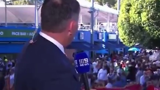 Tony Jones with Serbian tennis fans