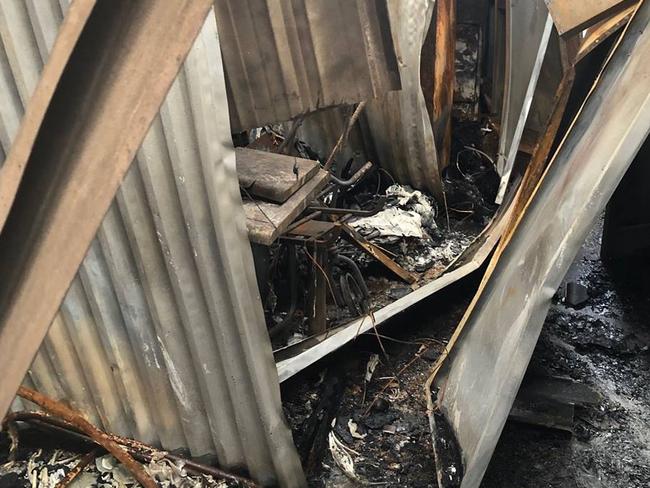 Fire damage within the main building at Rent A Space, Brookvale. Picture: NSW Fire and Rescue