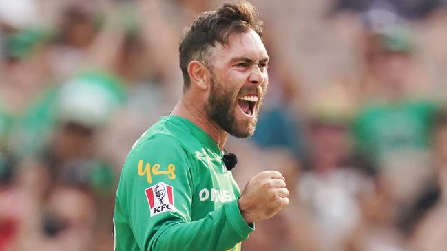 Glenn Maxwell of the Stars celebrates a wicket during the Big Bash League (BBL) cricket match between the Melbourne Stars and Perth Scorchers at the MCG in Melbourne, Saturday, January 18, 2020. (AAP Image/Michael Dodge) NO ARCHIVING, EDITORIAL USE ONLY, IMAGES TO BE USED FOR NEWS REPORTING PURPOSES ONLY, NO COMMERCIAL USE WHATSOEVER, NO USE IN BOOKS WITHOUT PRIOR WRITTEN CONSENT FROM AAP