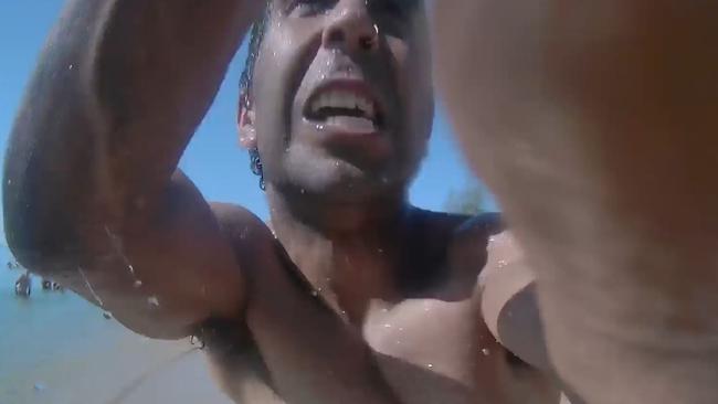 Police body-cam footage was released to the media showing the violent attack in the water. Picture: SAPOL / SA Courts