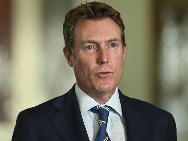 Attorney-General Christian Porter at a press conference at Parliament House in Canberra, Tuesday, April 7, 2020. (AAP Image/Lukas Coch) NO ARCHIVING