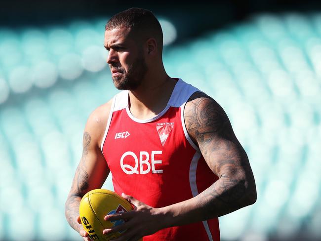 Sydney's Lance Franklin during Sydney Swans training session at the SCG ahead of their match against Hawthrorn. The winner will finish top four. Picture. Phil Hillyard