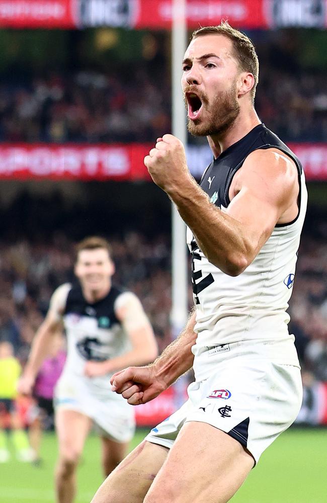 Harry McKay and the Blues will have plenty of prime time action. Picture: Josh Chadwick/AFL Photos/Getty Images.