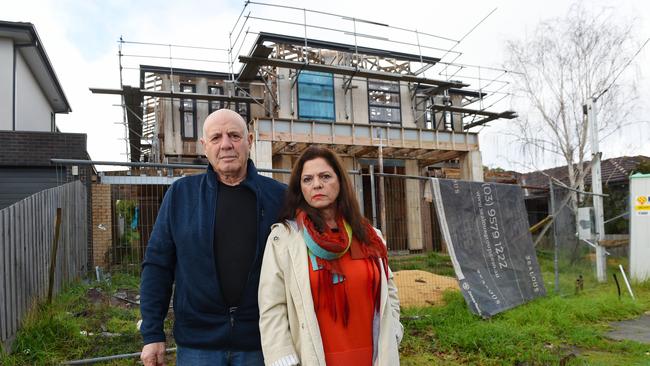 Eitan and Daphne Carmi, photographed in June last year, were among homeowners affected by the Zealous Group collapse. Their unfinished home has since been demolished. Picture: Josie Hayden.