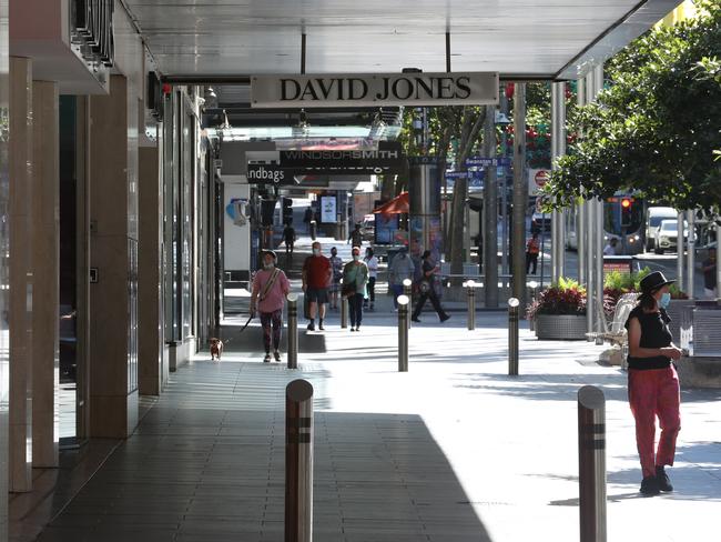 Bourke Street mall in the CBD remains quiet despite no lockdown during an Omicron Covid outbreak in Victoria. Picture: David Crosling