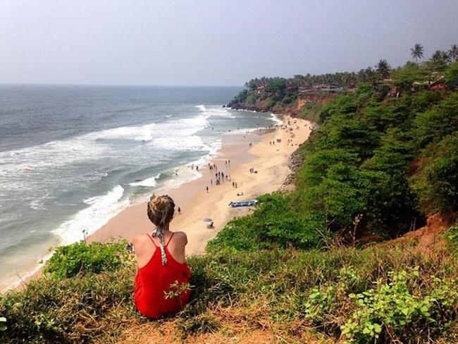 Ms Kaelin, pictured in Varkala, was caught out by India’s cash crisis.