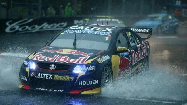 Jamie Whincup navigates heavy rain in last week’s Supercars.