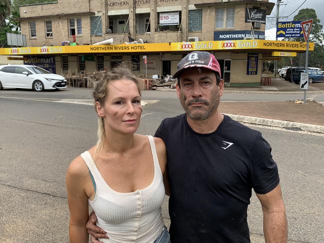 Northern Rivers Hotel licensee Guy Hannigan and his partner Monique Blackie were gutted when they found their North Lismore pub had been looted on Saturday, March 5, 2022. Picture: Stuart Cumming