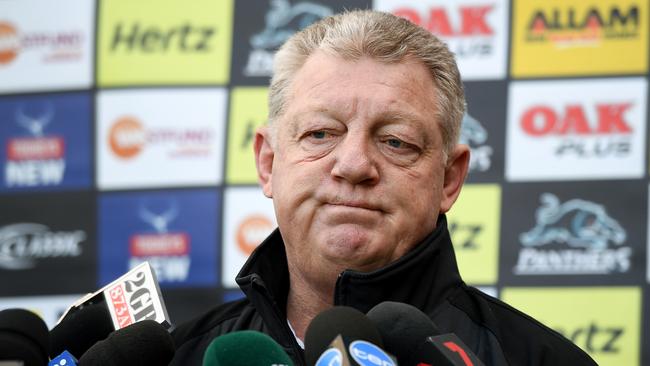 Panthers general manager Phil Gould speaks to the media following Anthony Griffin’s sacking. Picture: AAP Image