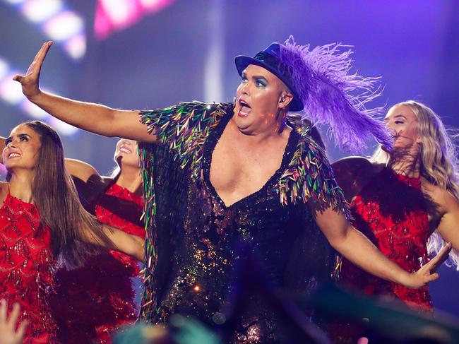 Hans performs the Eurovision Medley at the conclusion of the 2019 Eurovision — Australia Decides final at the Gold Coast Convention and Exhibition Centre. (AAP Image/Regi Varghese)