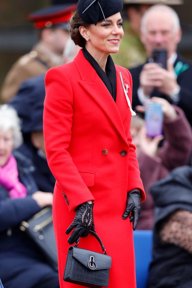 The Mulberry Amberley bagA top-handle bag is one of Kate’s favourite accessories, and this particular design from Mulberry is a recurring character in her closet. She toted the label’s black Amberley during a trip to Denmark in February 2022, and again during a visit to South Wales and Aberfan earlier this year. 