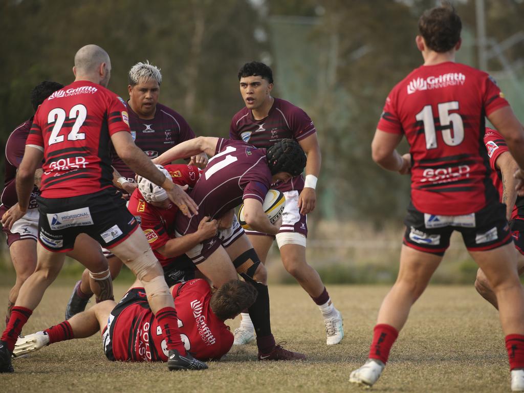 USE FOR NUMBER ONLY GCDRU major semi final between Colleges Knights and Nerang Bulls. Picture: Glenn Campbell