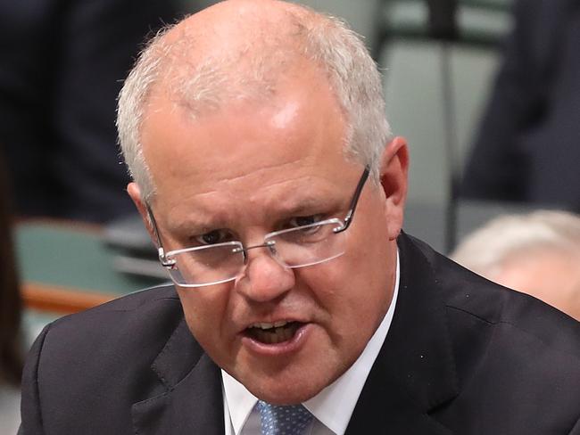 PM Scott Morrison during Question Time in the House of Representatives Chamber at Parliament House in Canberra. Picture Kym Smith