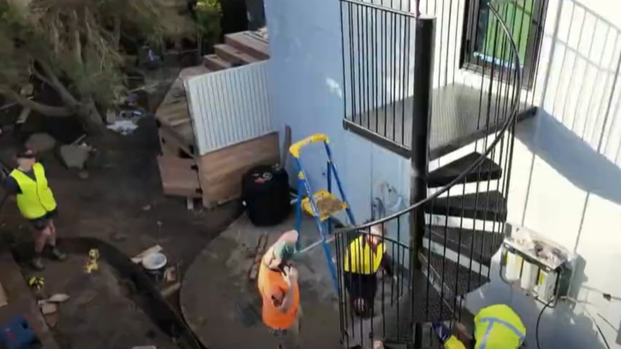 Maddy and Charlotte's controversial spiral staircase goes in.