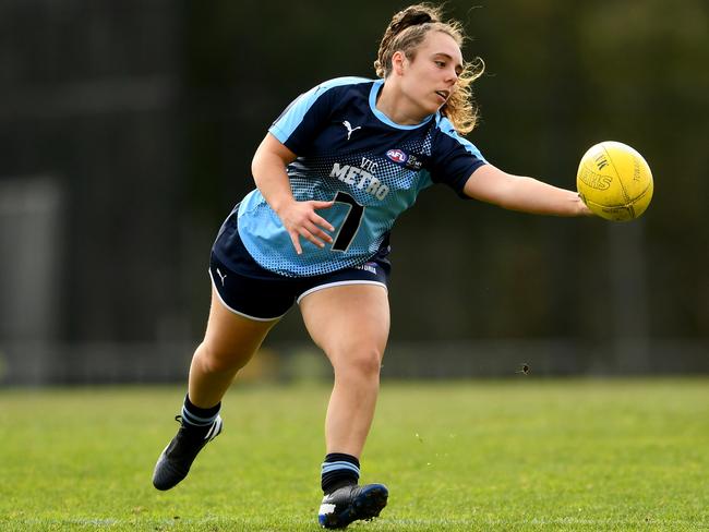 Ava Jordan of Vic Metro warms up prior to the 2023 AFL National Championships match between Vic Metro and South Australia. (Photo by Josh Chadwick/AFL Photos via Getty Images)