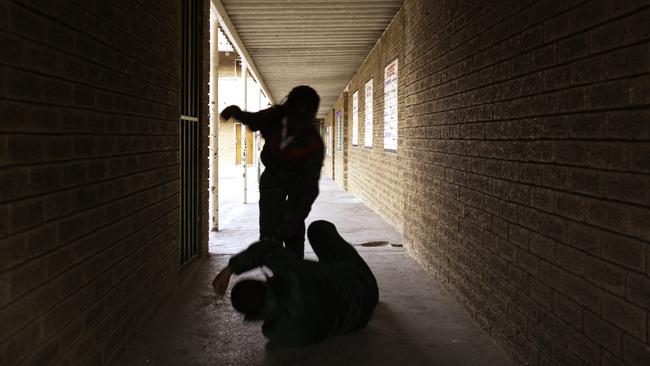 Two separate punch-ups resulted in a man’s arrest outside Carrum Downs Secondary College and another with a broken nose at McClelland College in Frankston.