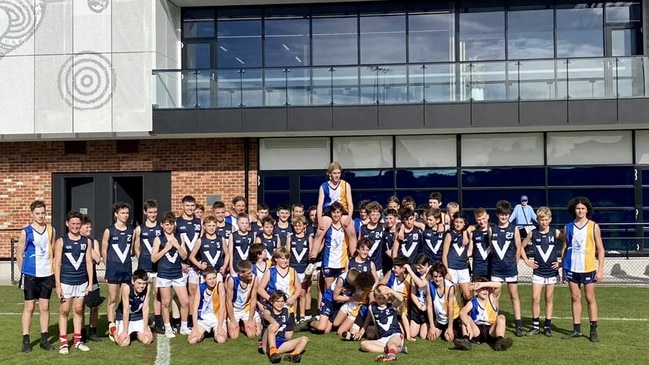 The Victorian under 12 football side after playing against Trinity College. Picture: Supplied