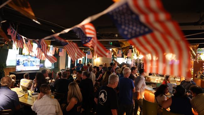 Inside the Democrats Abroad event at the Kent St Hotel in the Sydney CBD. Picture: Rohan Kelly