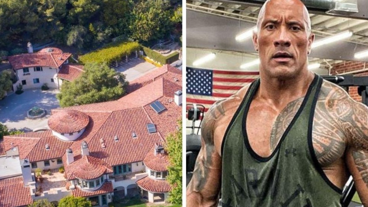 The Rock's Los Angeles mansion. Photos: Backgrid Australia, Instagram.