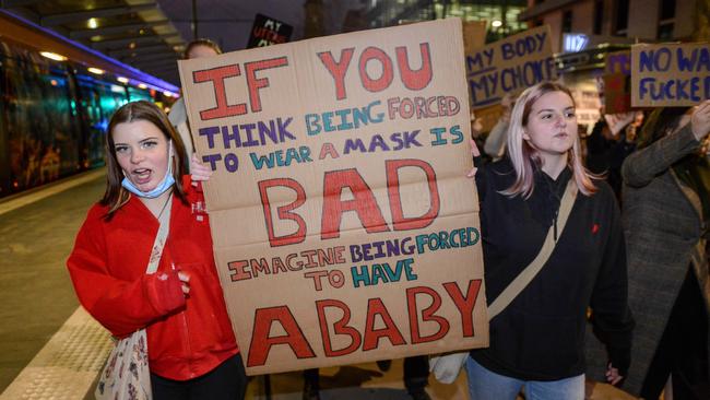 Thousands participate in the Solidarity Abortion Rights Rally in Adelaide. Picture: Brenton Edwards