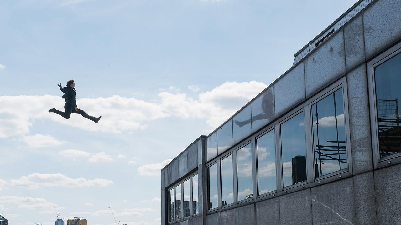 Tom Cruise broke his leg doing this stunt, shutting down production for six weeks.