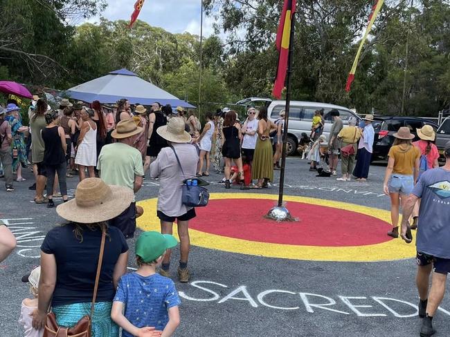 Protestors in March 2024 at the Wallum development at Brunswick Heads. Picture: Sandra Lundberg