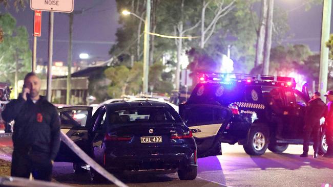 Police pictured at a crime scene on Factory Street in Granville where a person was shot. Picture: Damian Shaw