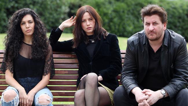 Actors Nicole Chamoun, Lily Sullivan and Lachy Hulme. Picture: Aaron Francis