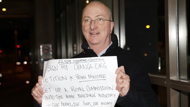 Mascot Towers resident Andrew Burrell protests at the meeting. Picture: Christian Gilles