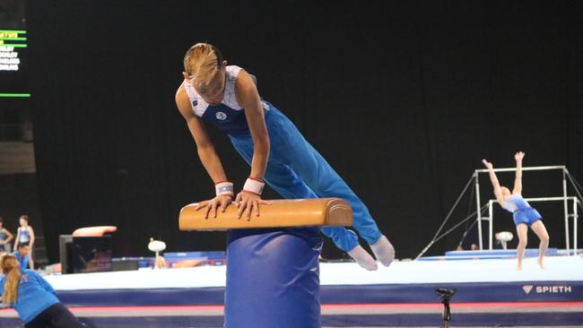 Tru Hagens, pictured here competing at the 2019 Australian Gymnastics Championships, recently claimed the NSW CHS title.